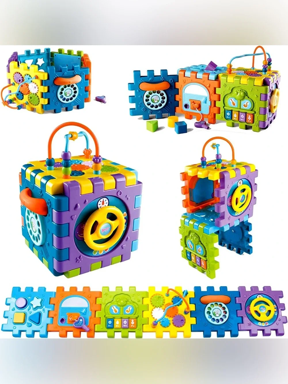 6 in 1 Baby Activity Cube Musical Play Center Shape Sorter Educational Toy Gift